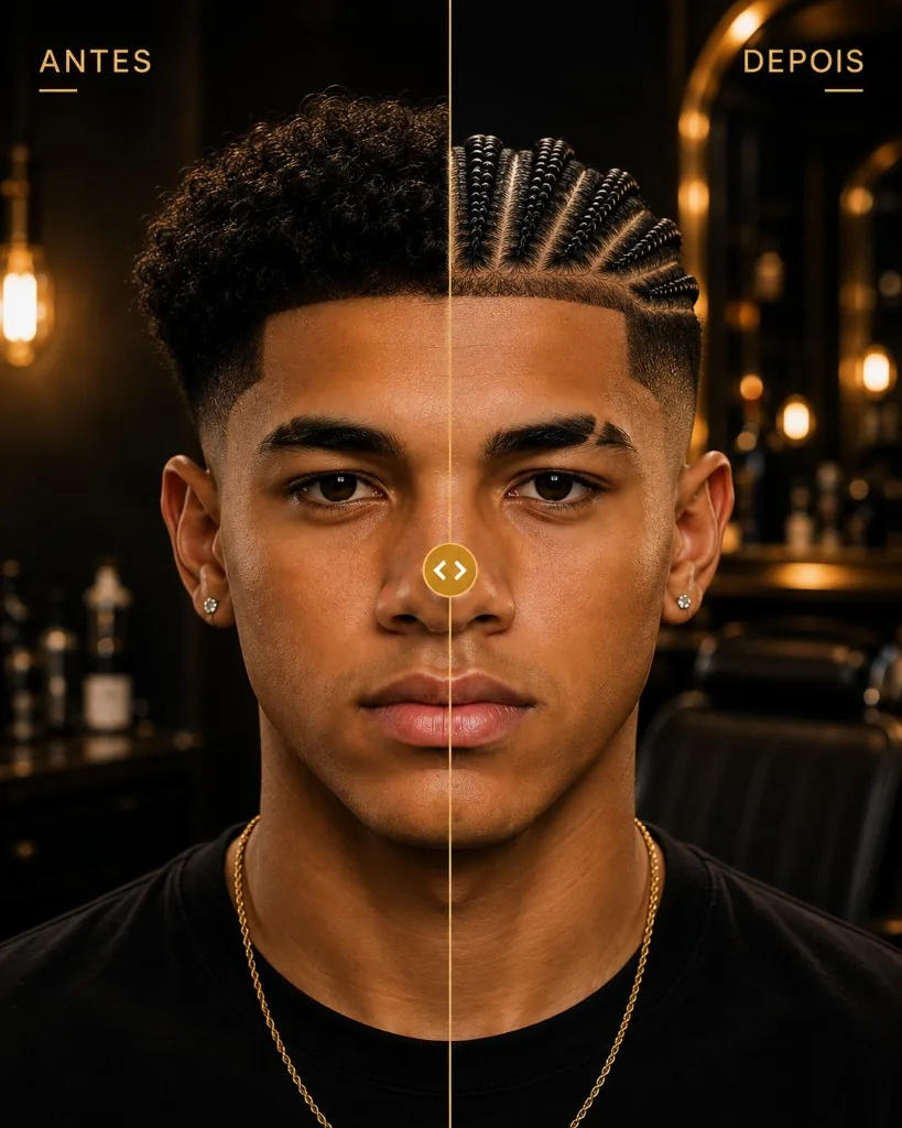 Antes e depois de um corte no Barvello